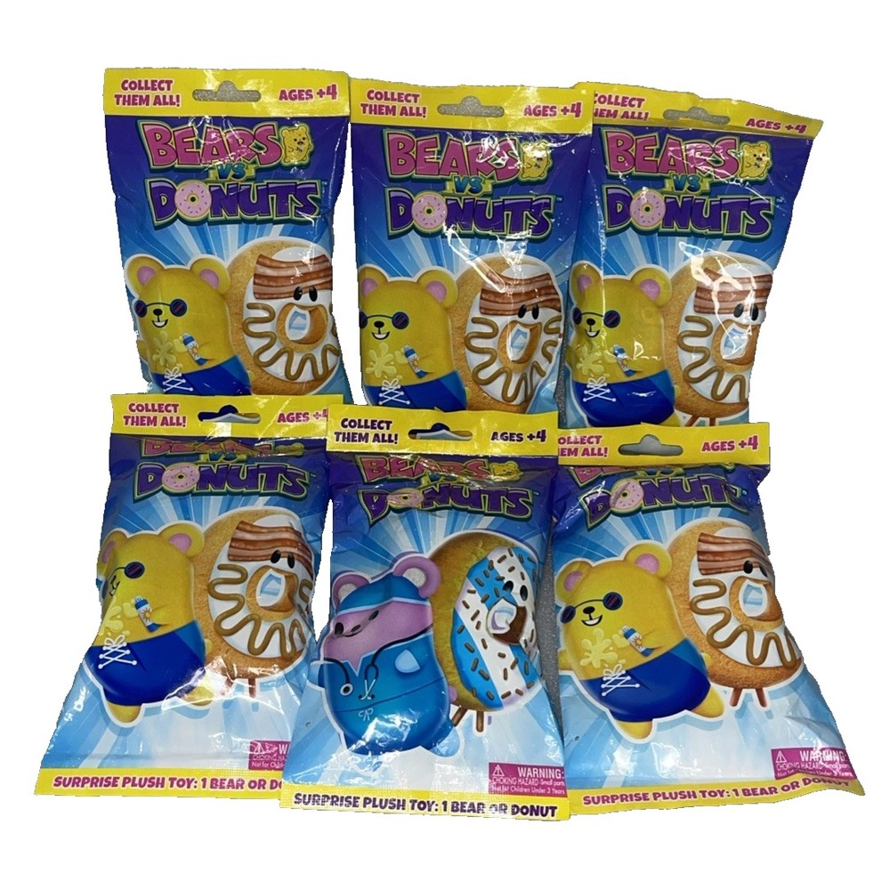 Lot of 6 Bears VS Donuts Blind Pack  Surprise‎ Plush Collectible Toy  NEW SEALED